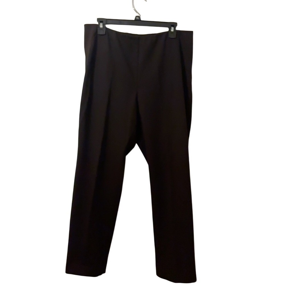 Womens Large Elastic Waist Slim Leg Pants Dark Brown welt pockets Preowned nice!